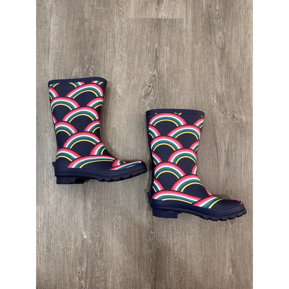 Mini Boden Kids Rainbow Rain Boots Navy Multicolor Waterproof EU 33 US 2
